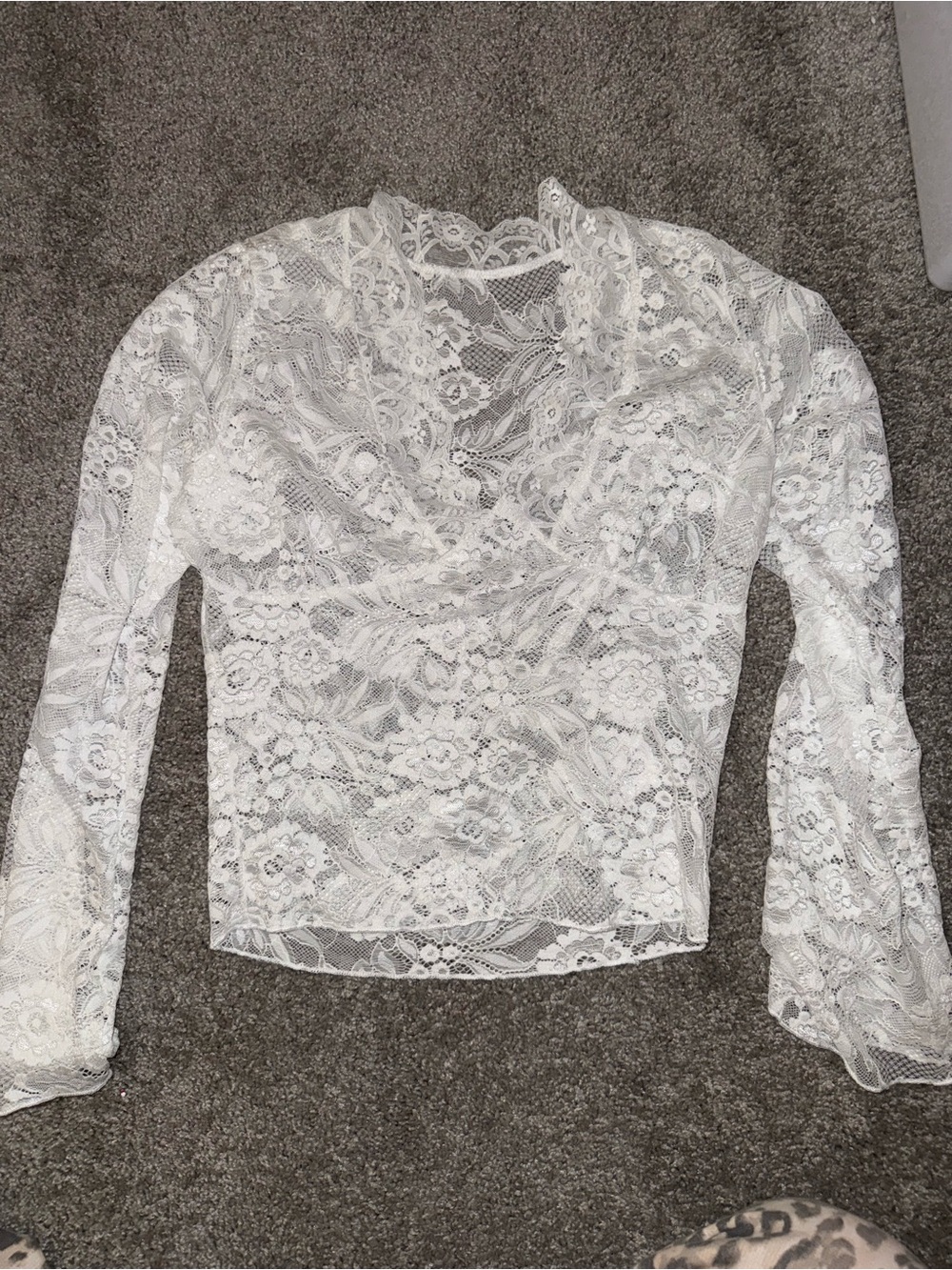 White sheer long sleeve sexy lace